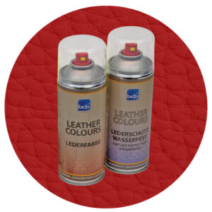 Lederfarbe mit TopClear in RAL 3003 Rubinrot